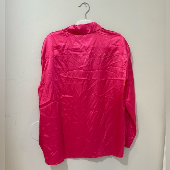 Hot-Pink Button-Down Oversize Shirt